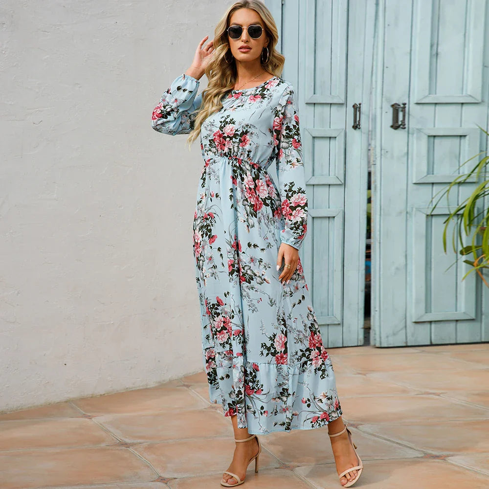 Zwart Rooze Maxi Jurk voor Vrouw Zomer Lente
