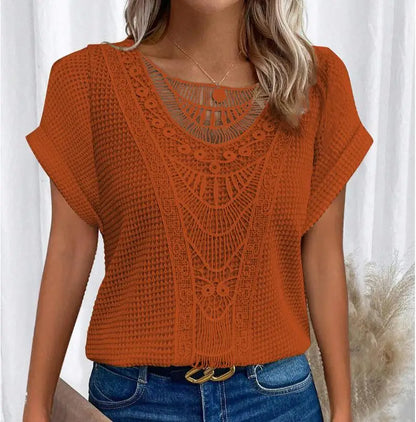 Boho Top met Kanten en Comfortabele Pasvorm