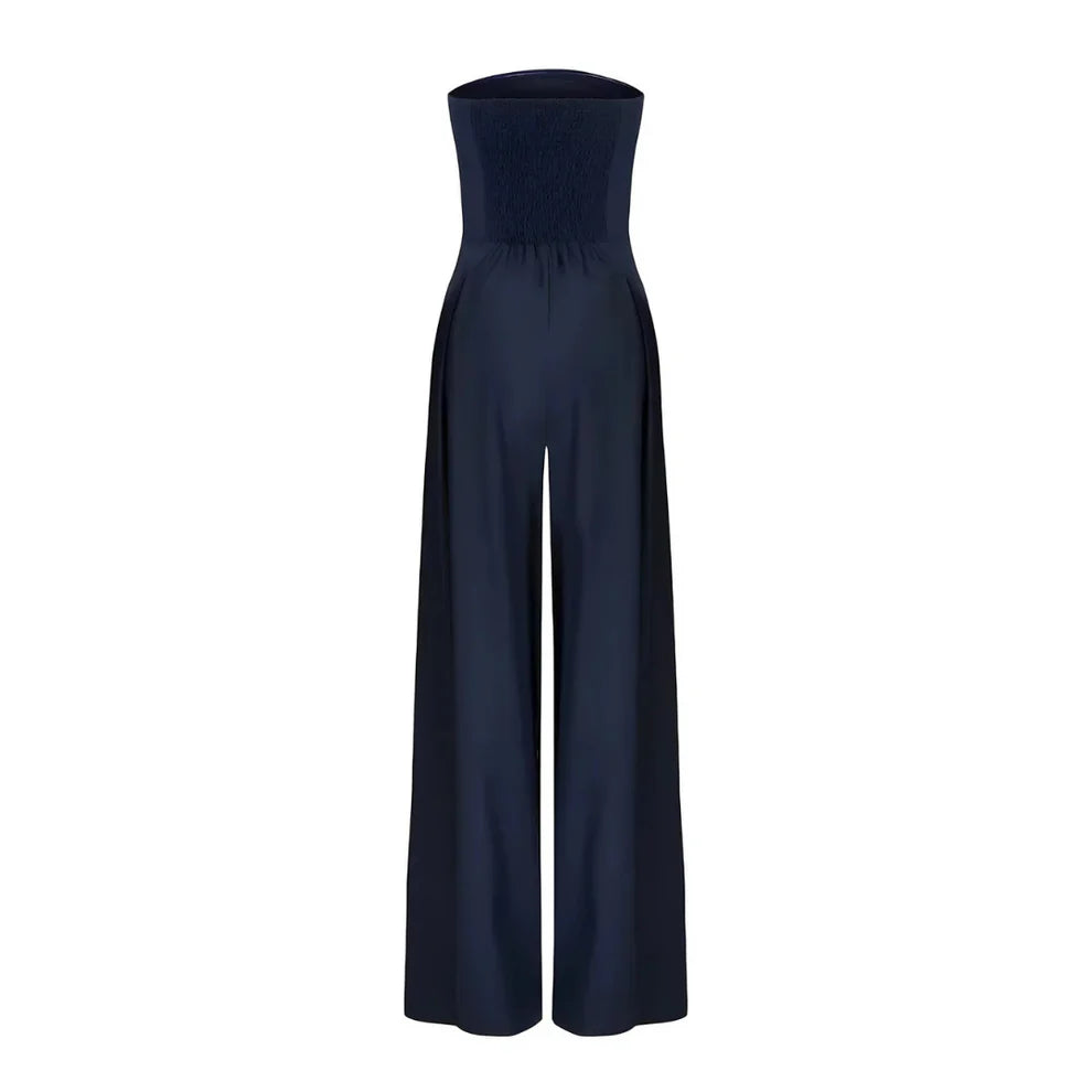 Vrouwelijke Jumpsuit Zonder Schouders Wijde Pijpen