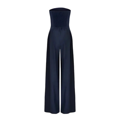 Vrouwelijke Jumpsuit Zonder Schouders Wijde Pijpen