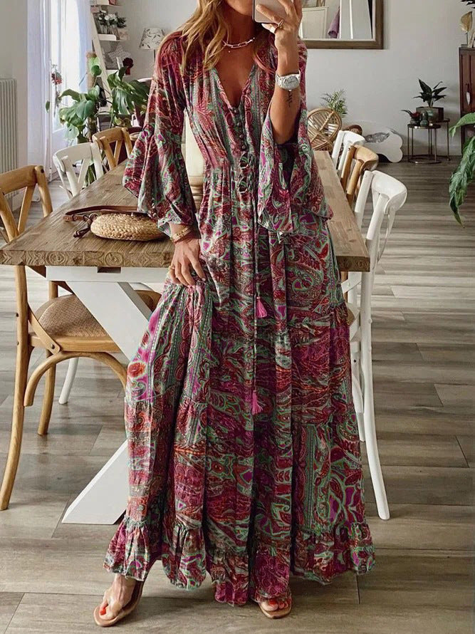 Boho Maxi Jurk Zomer Lange Vloeiende Jurk