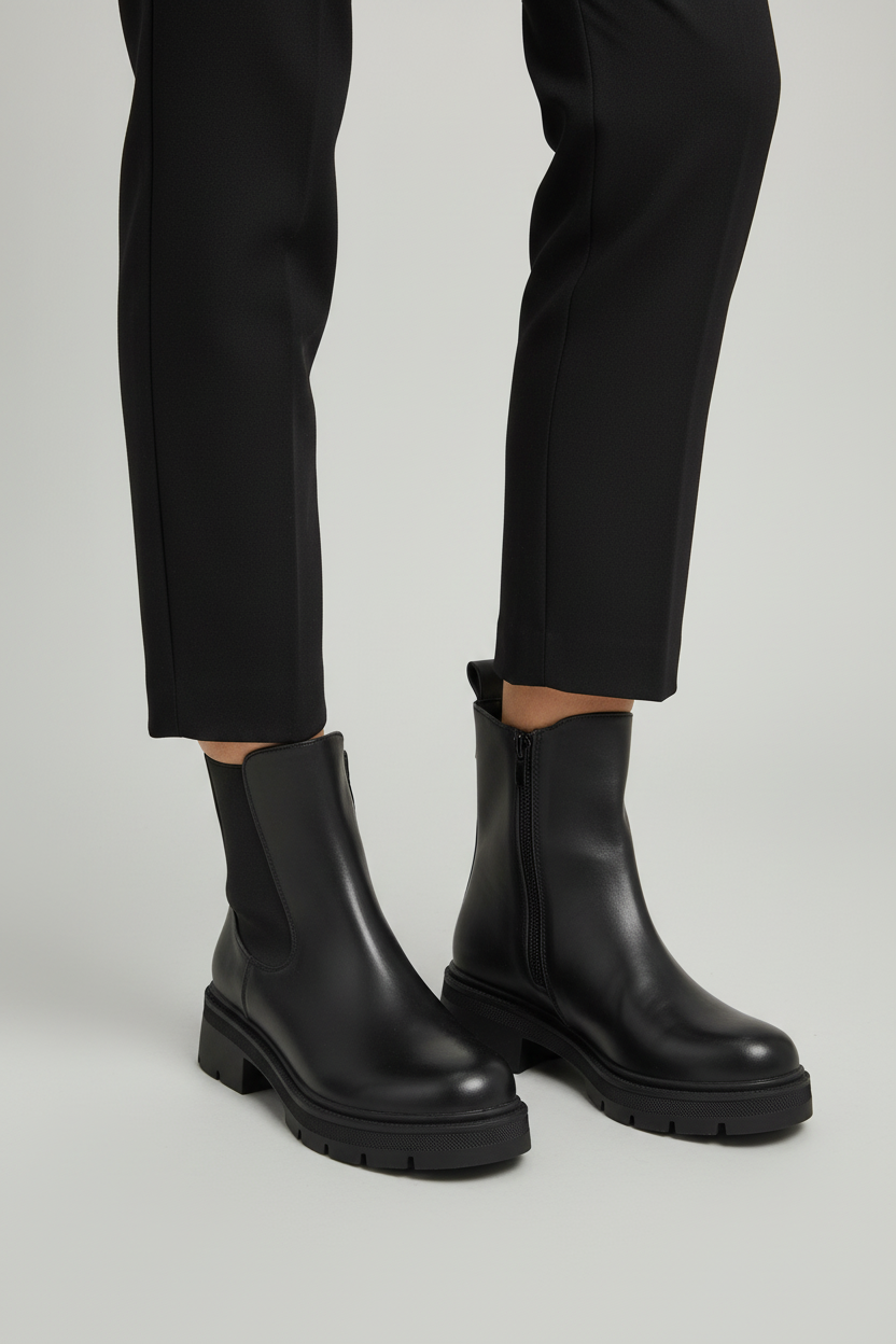 Chelsea Boots met Plateau Zwart Stijlvol Laag - StudioMarella