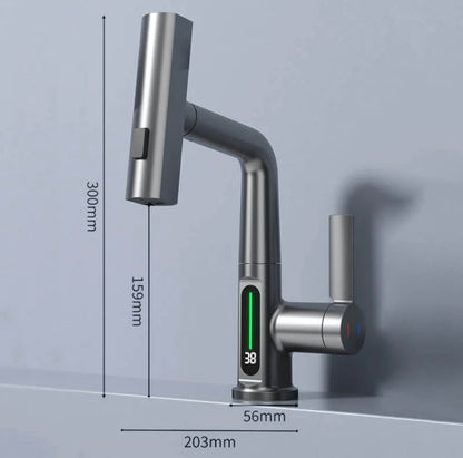 Flexibele Keukenkraan met LED Temperatuurindicator Chroom Zwart Wit 360° Draaibaar Uittrekbaar 60cm voor Keuken en Badkamer
