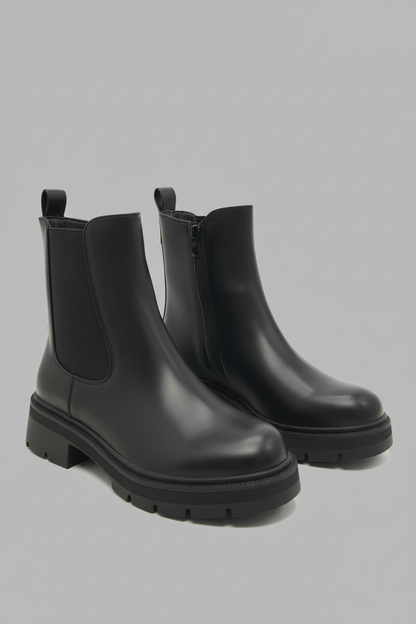 8806 Black PU Boots driekwart aanzicht