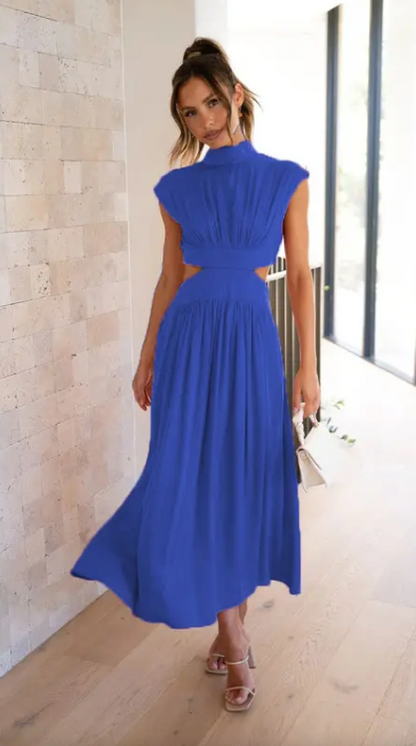 Maxi Jurk met Cut-out Detail en Plooi