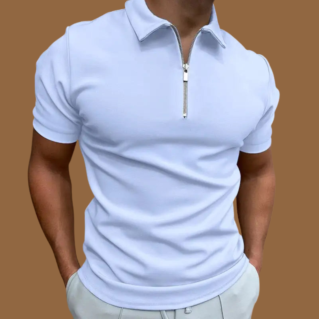 Heren Polo Slim Fit Ritssluiting Klassiek Design