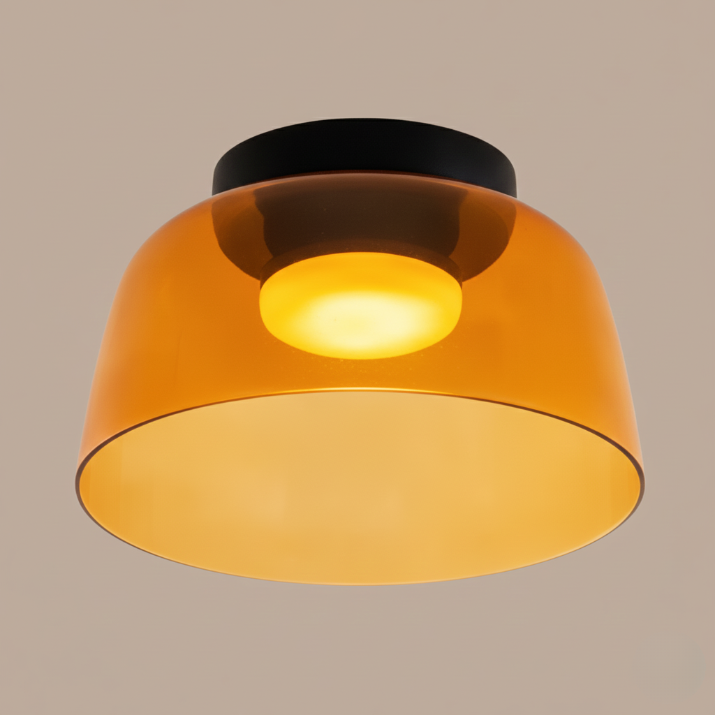 Design Glazen Plafondlamp met Gelaagde Structuur — Elegant Lichtspel voor Eetkamer, Woonkamer en Slaapkamer