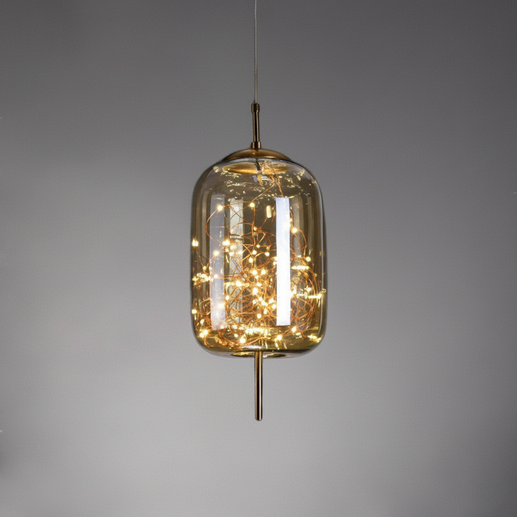 Glazen LED Hanglamp met Warm Scandinavisch Design – Amber of Grijs 24W