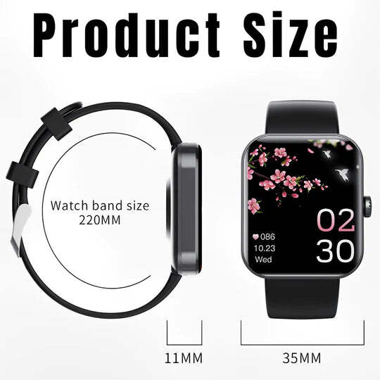 Smartwatch met Glucosemeting 1.91 Inch Touchscreen Zwart Roze | Gezondheidshorloge met Hartslagmeter GPS Slaapanalyse Waterdicht IP67 Sportmodi Notificaties 7 Dagen Accuduur