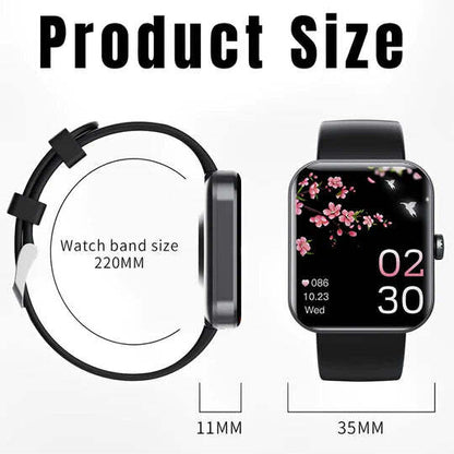 Smartwatch met Glucosemeting 1.91 Inch Touchscreen Zwart Roze | Gezondheidshorloge met Hartslagmeter GPS Slaapanalyse Waterdicht IP67 Sportmodi Notificaties 7 Dagen Accuduur