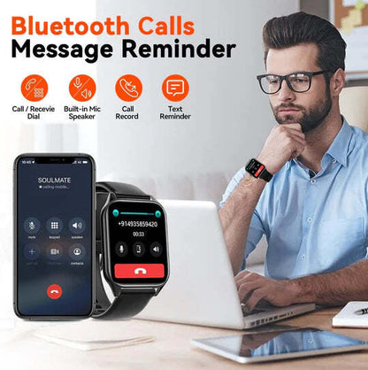 Smartwatch met Glucosemeting 1.91 Inch Touchscreen Zwart Roze | Gezondheidshorloge met Hartslagmeter GPS Slaapanalyse Waterdicht IP67 Sportmodi Notificaties 7 Dagen Accuduur