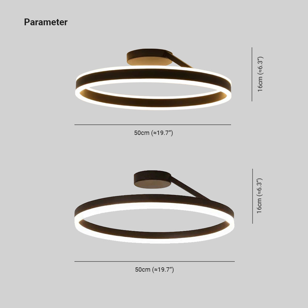 Plafondlamp LED Ring Metaal Acryl Zwart Wit Dimbaar Woonkamer Slaapkamer 50cm