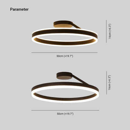 Plafondlamp LED Ring Metaal Acryl Zwart Wit Dimbaar Woonkamer Slaapkamer 50cm