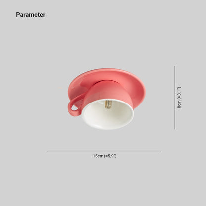 Plafondlamp Keramiek Koffiekop Vorm LED Blauw Roze Geel Slaapkamer Woonkamer Speels Design