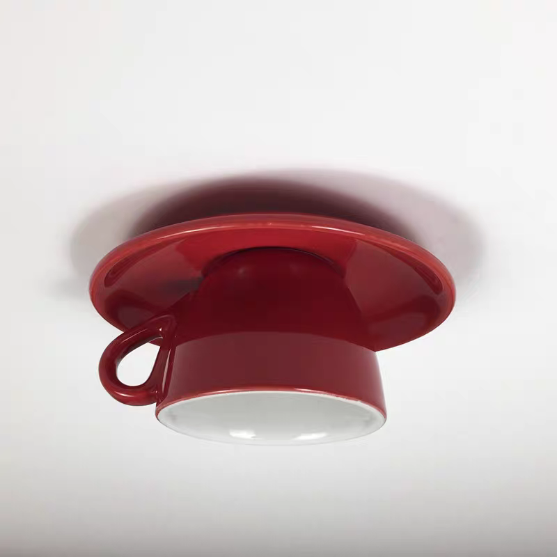 Plafondlamp Keramiek Koffiekop Vorm LED Blauw Roze Geel Slaapkamer Woonkamer Speels Design