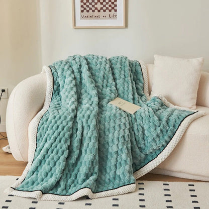 Deken Sherpa Fleece Beige Bubbeldesign Bank Slaapkamer Plaid Zacht Warm Woondeken Knuffeldeken Interieur