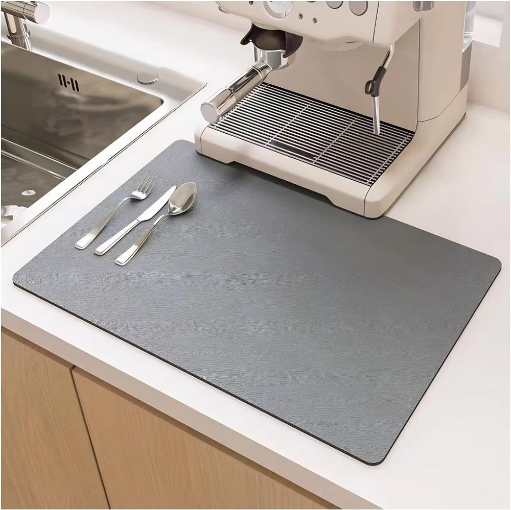 Afdroogmat Keuken Diatomiet 40x30cm Grijs Sneldrogend Absorberend Aanrecht Vaat Droogmat Antislip Keukenorganizer