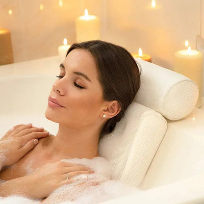 Ergonomisch Badkussen met Zuignappen – Comfortabele Neksteun voor Bad en Spa