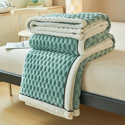 Deken Sherpa Fleece Beige Bubbeldesign Bank Slaapkamer Plaid Zacht Warm Woondeken Knuffeldeken Interieur