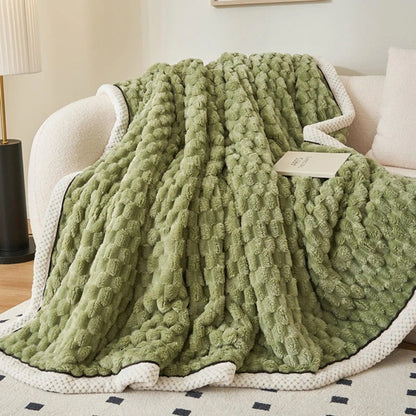 Deken Sherpa Fleece Beige Bubbeldesign Bank Slaapkamer Plaid Zacht Warm Woondeken Knuffeldeken Interieur