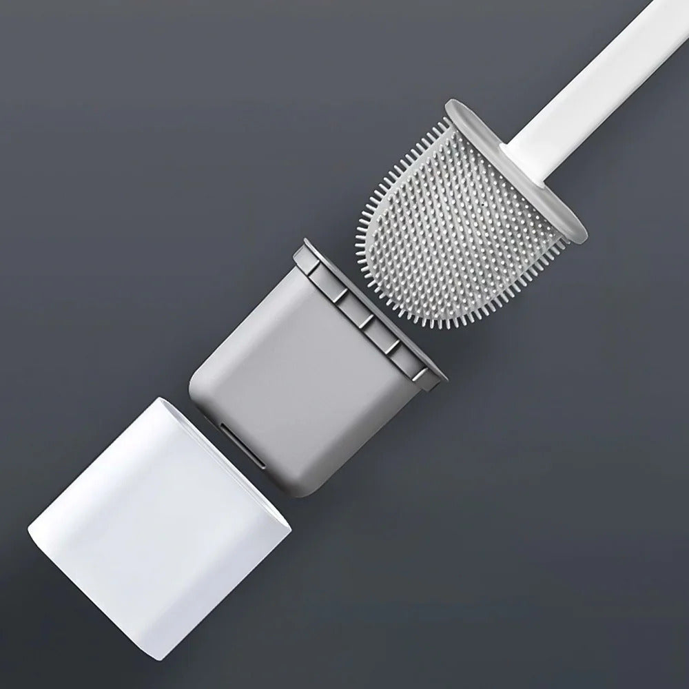 Toiletborstel Siliconen Flexibel Wit Wandmontage Toiletborstel Set Met Houder Hygiënisch Badkamer Reiniging Zonder Boren