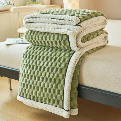 Deken Sherpa Fleece Beige Bubbeldesign Bank Slaapkamer Plaid Zacht Warm Woondeken Knuffeldeken Interieur