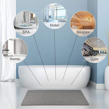 Douchemat Antislip PVC Grijs Badkamer Sneldrogend Waterdoorlatend Loofah Textuur Douchemat Schimmelbestendig Op Maat Knipbaar