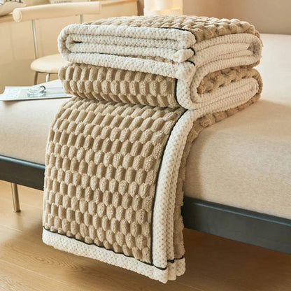 Deken Sherpa Fleece Beige Bubbeldesign Bank Slaapkamer Plaid Zacht Warm Woondeken Knuffeldeken Interieur