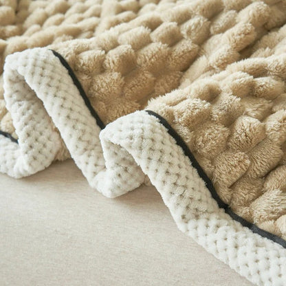 Deken Sherpa Fleece Beige Bubbeldesign Bank Slaapkamer Plaid Zacht Warm Woondeken Knuffeldeken Interieur