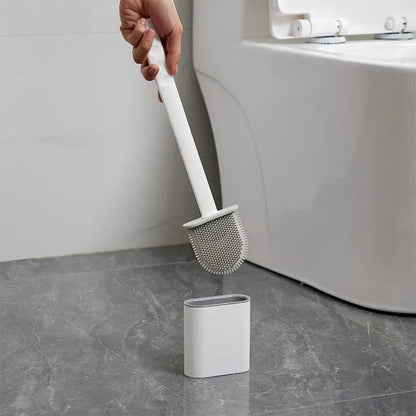 Toiletborstel Siliconen Flexibel Wit Wandmontage Toiletborstel Set Met Houder Hygiënisch Badkamer Reiniging Zonder Boren