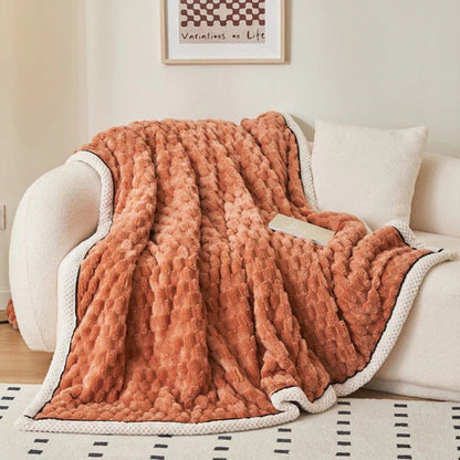 Deken Sherpa Fleece Beige Bubbeldesign Bank Slaapkamer Plaid Zacht Warm Woondeken Knuffeldeken Interieur