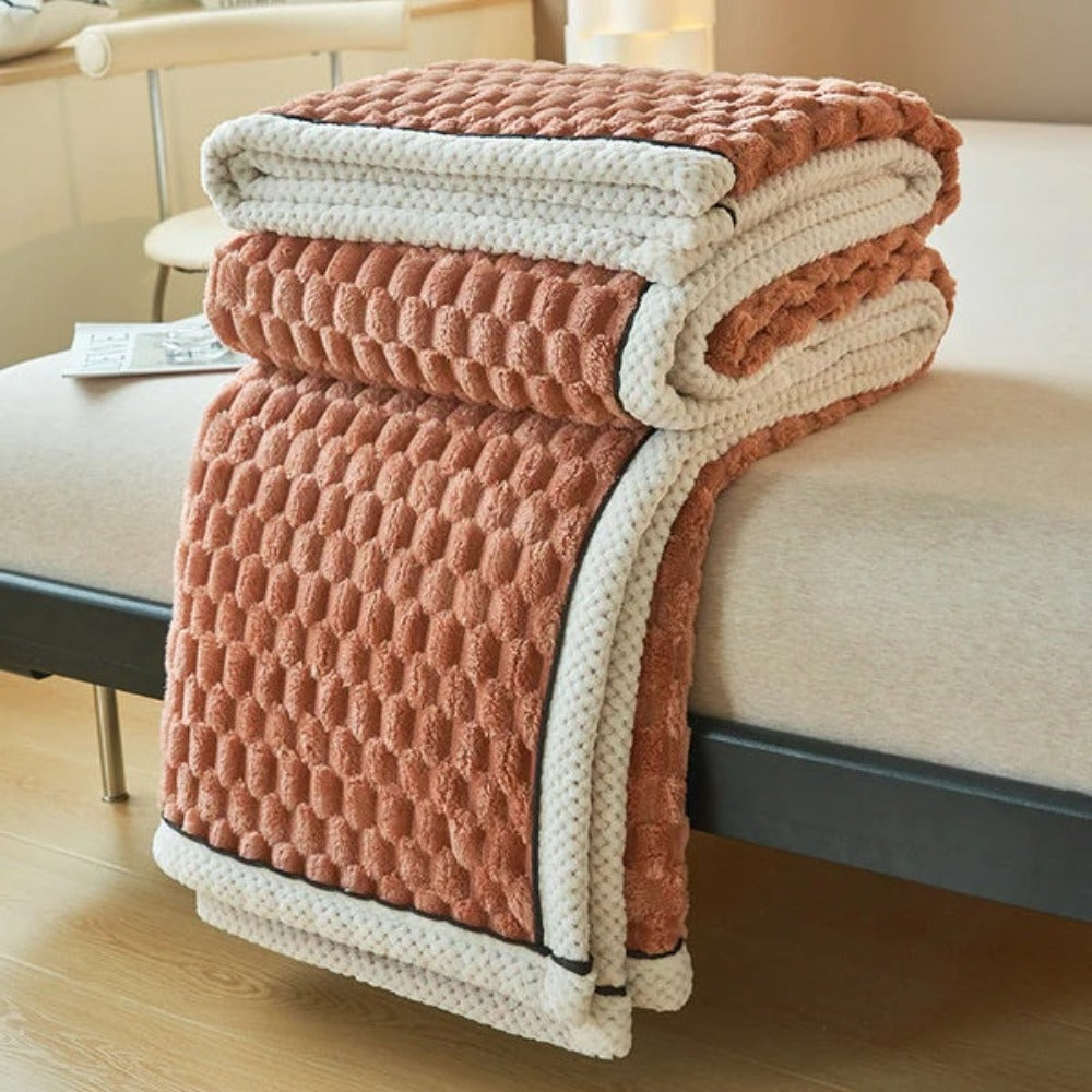 Deken Sherpa Fleece Beige Bubbeldesign Bank Slaapkamer Plaid Zacht Warm Woondeken Knuffeldeken Interieur