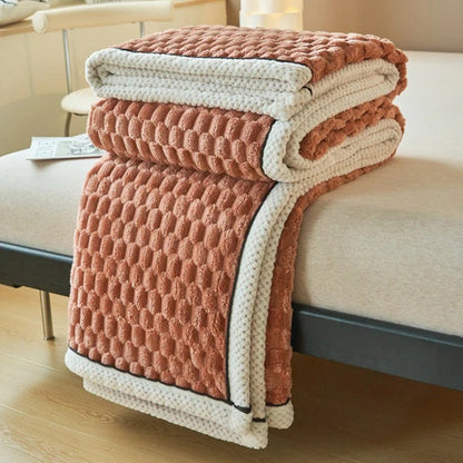Deken Sherpa Fleece Beige Bubbeldesign Bank Slaapkamer Plaid Zacht Warm Woondeken Knuffeldeken Interieur