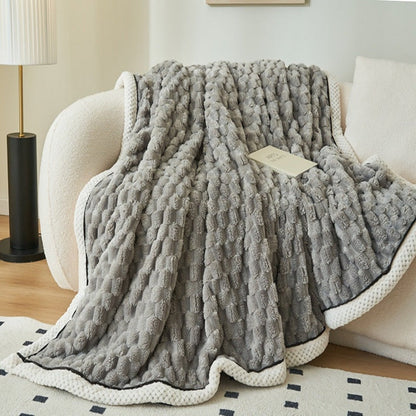 Deken Sherpa Fleece Beige Bubbeldesign Bank Slaapkamer Plaid Zacht Warm Woondeken Knuffeldeken Interieur