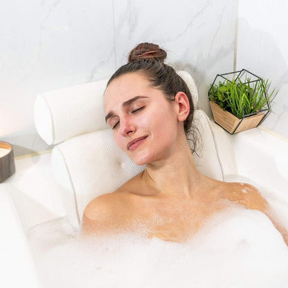 Ergonomisch Badkussen met Zuignappen – Comfortabele Neksteun voor Bad en Spa
