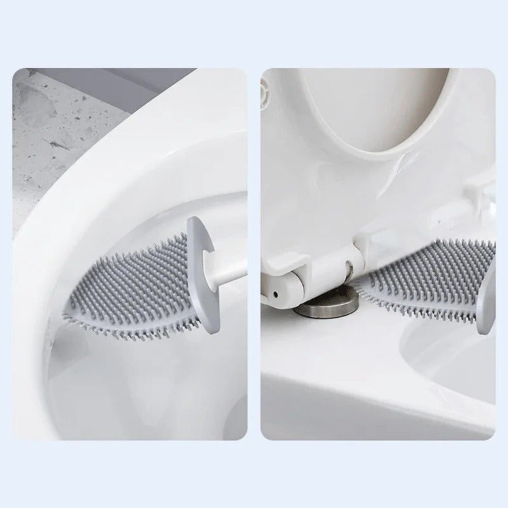 Toiletborstel Siliconen Flexibel Wit Wandmontage Toiletborstel Set Met Houder Hygiënisch Badkamer Reiniging Zonder Boren