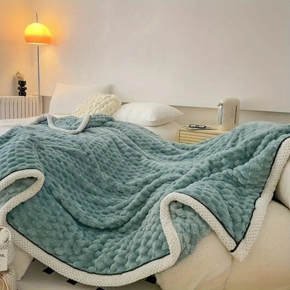 Deken Sherpa Fleece Beige Bubbeldesign Bank Slaapkamer Plaid Zacht Warm Woondeken Knuffeldeken Interieur