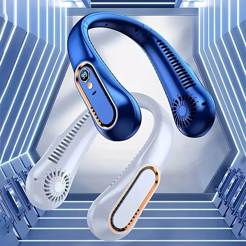 Draagbare Nekventilator Bladeless Oplaadbaar met Digitaal Display en 4 Snelheden voor Handsfree Koeling