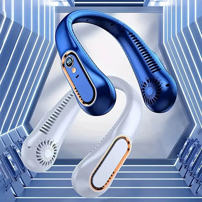 Draagbare Nekventilator Bladeless Oplaadbaar met Digitaal Display en 4 Snelheden voor Handsfree Koeling