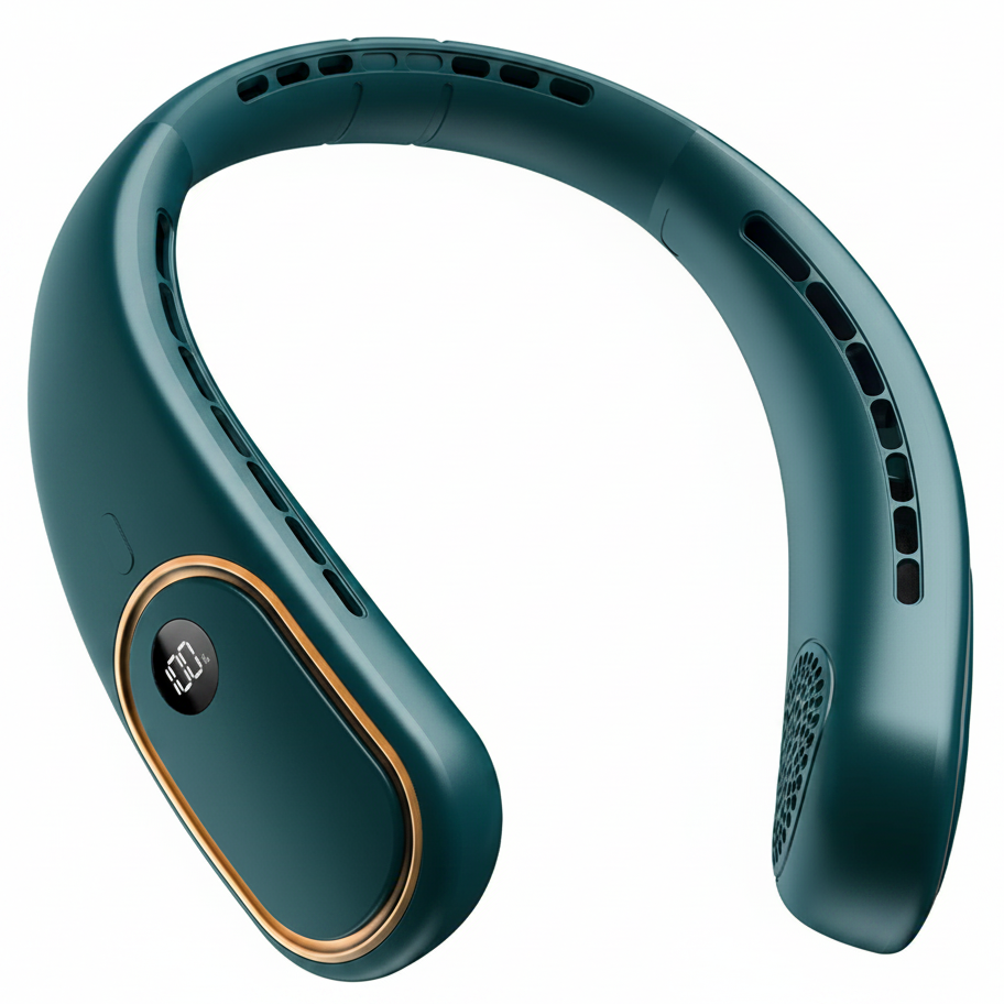 Draagbare Nekventilator Bladeless Oplaadbaar met Digitaal Display en 4 Snelheden voor Handsfree Koeling