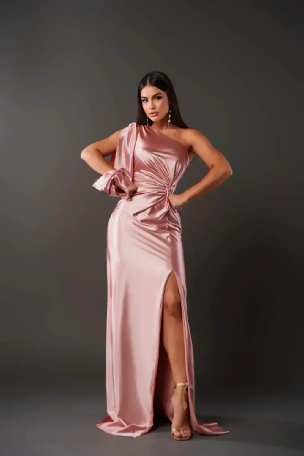 Elegante Maxi Jurk voor Bruiloft met Een Schouder en Split