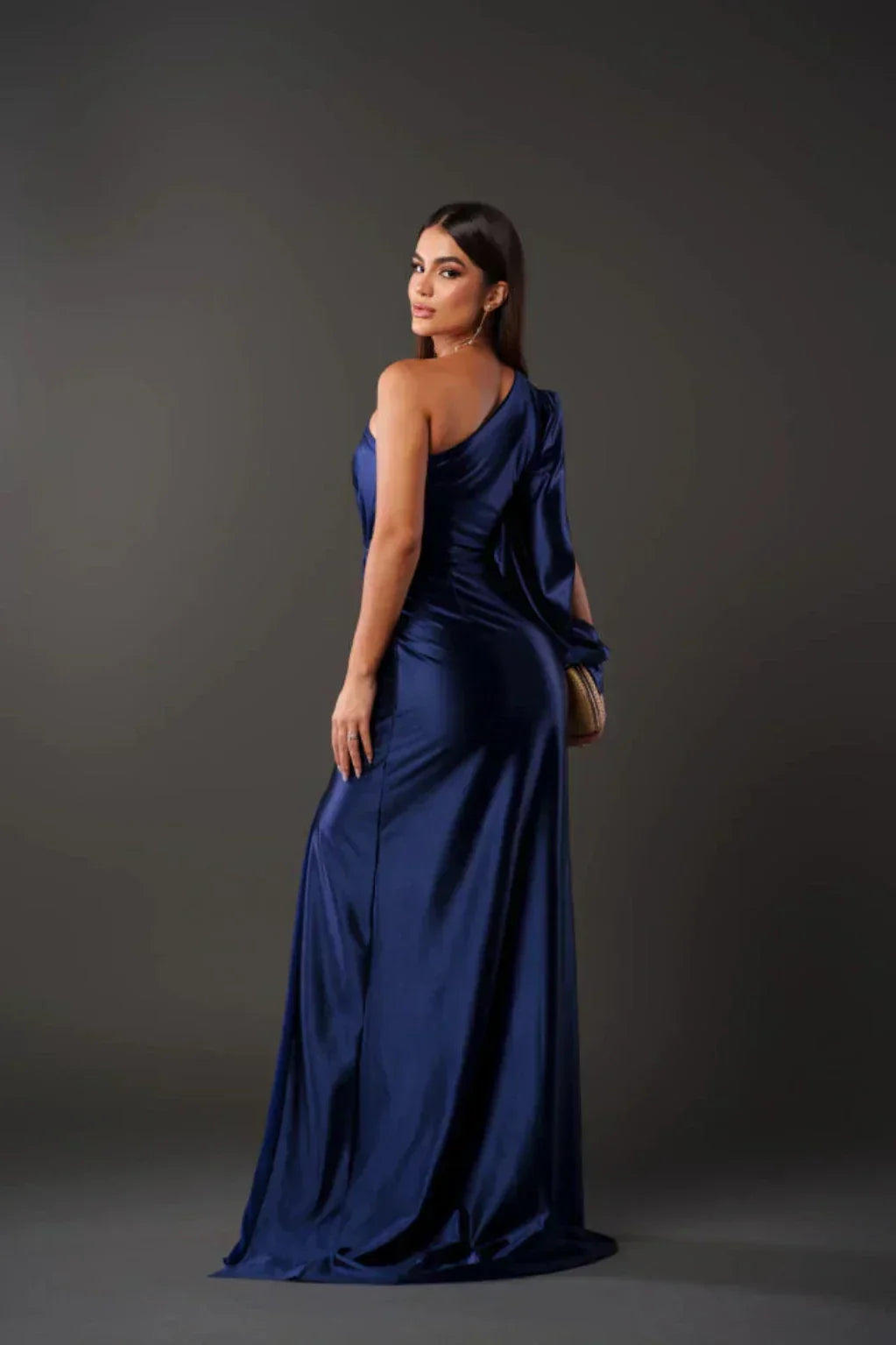 Dames Satijnen Jurk One-Shoulder Stijl