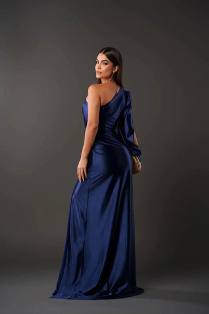 Dames Satijnen Jurk One-Shoulder Stijl