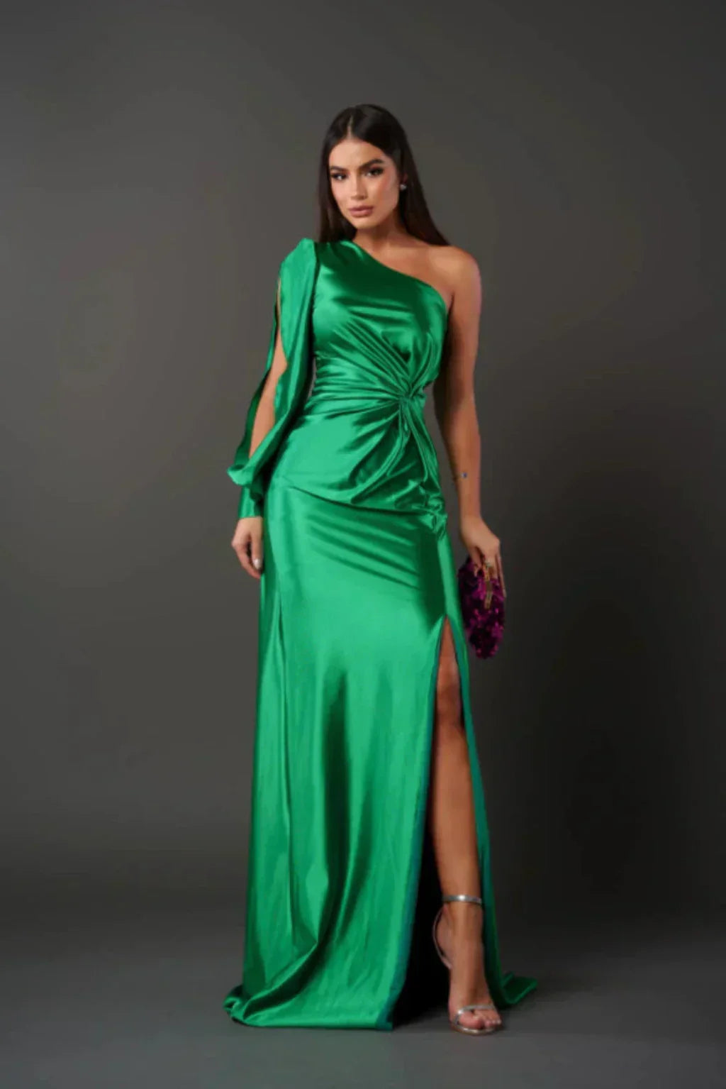 Dames Satijnen Jurk One-Shoulder Stijl