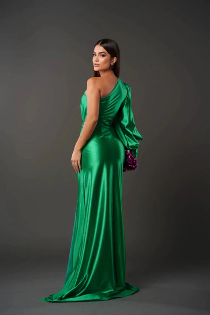 Dames Satijnen Jurk One-Shoulder Stijl