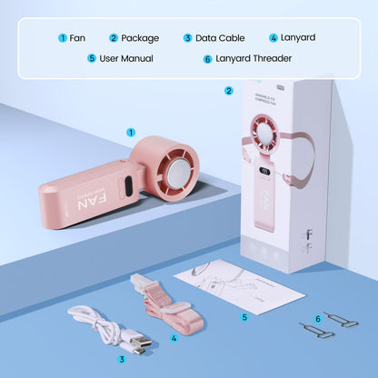 Draagbare Turbo Ventilator met IJskoeling Oplaadbaar Verstelbare Snelheid Handheld voor Onderweg Reizen Buiten
