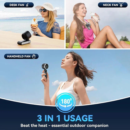 Draagbare Handheld Turboventilator 5 Snelheden Opvouwbaar Compact Reisventilator Oplaadbaar Batterij USB
