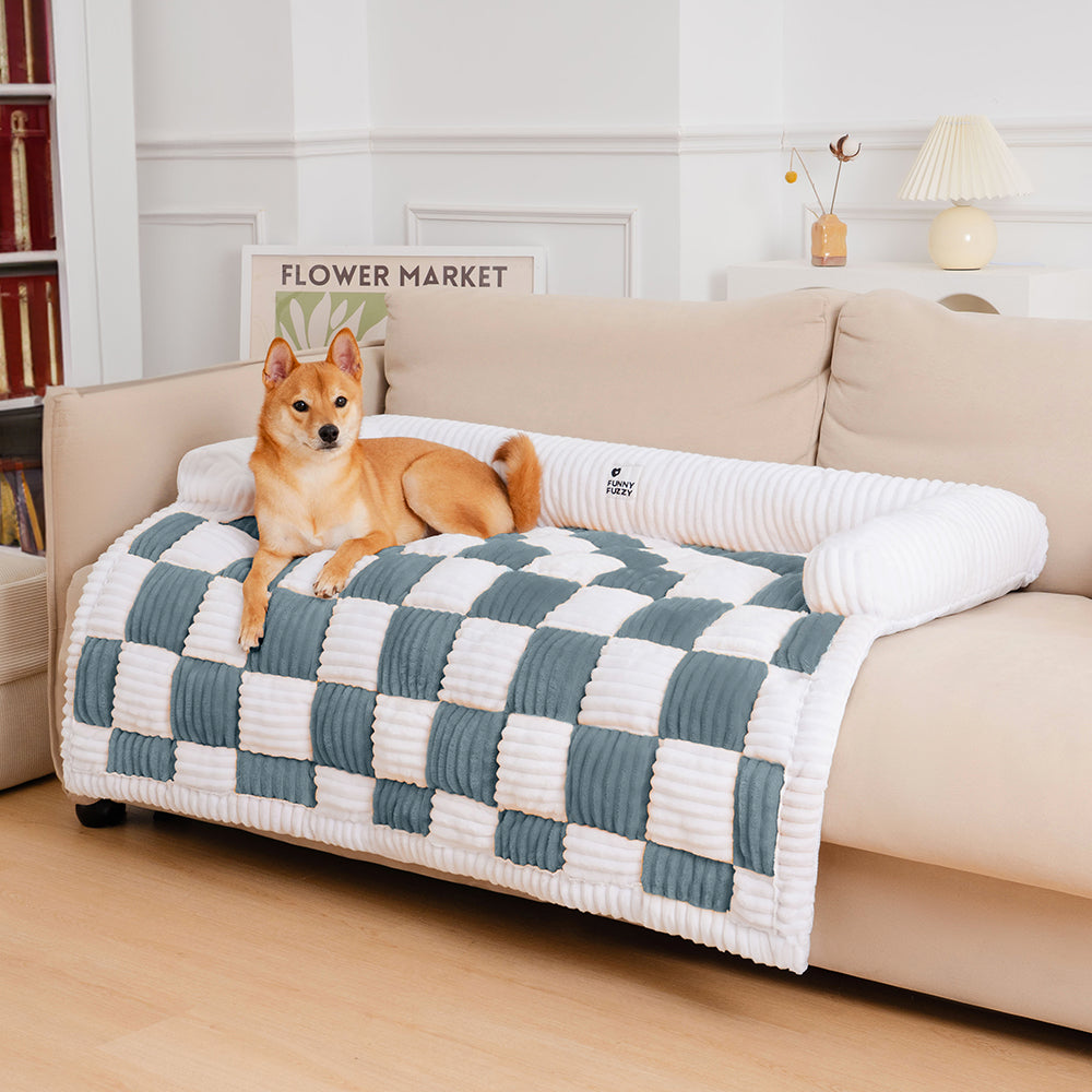 Geruit Hondenkussen Vierkant Beschermhoes Bank Meubels Huisdier 61×70 cm Crème Beige Bruin Koffie Grijs