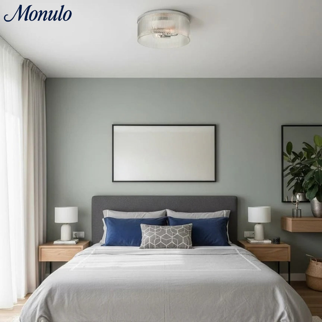 Geribbelde Glazen Plafondlamp Modern Laagbouw Ontwerp Slaapkamer Woonkamer Gang