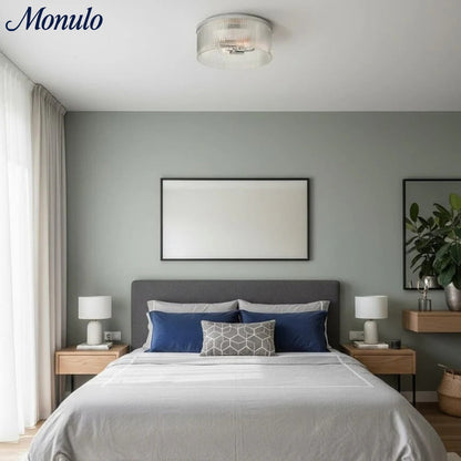 Geribbelde Glazen Plafondlamp Modern Laagbouw Ontwerp Slaapkamer Woonkamer Gang
